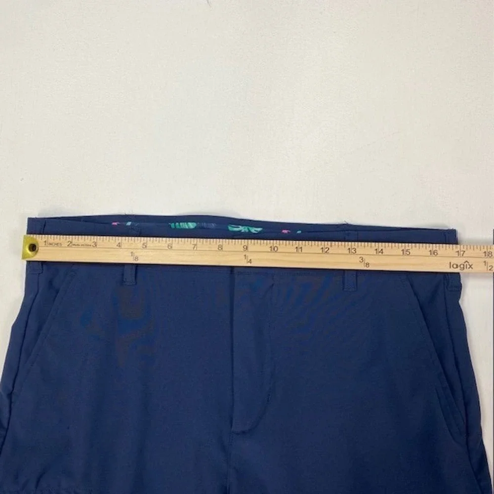 Birdie Bound‎ Mens Navy Blue Performance Golf Cargo Shorts Size 34 Tropical Trim